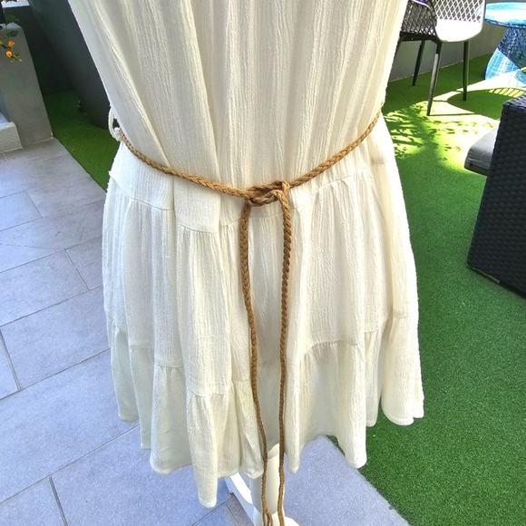Urban Outfitters ✦ Blu Pepper Ivory Tunic Dress ✦ High-Low w/ Braided Belt Sz S - Picture 6 of 17
